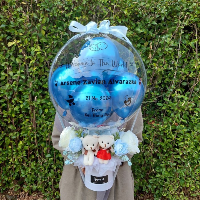 

BOUQUET BALON/BUKET BALON BUNGA + 2 BONEKA MINI TJEPLIS.ID