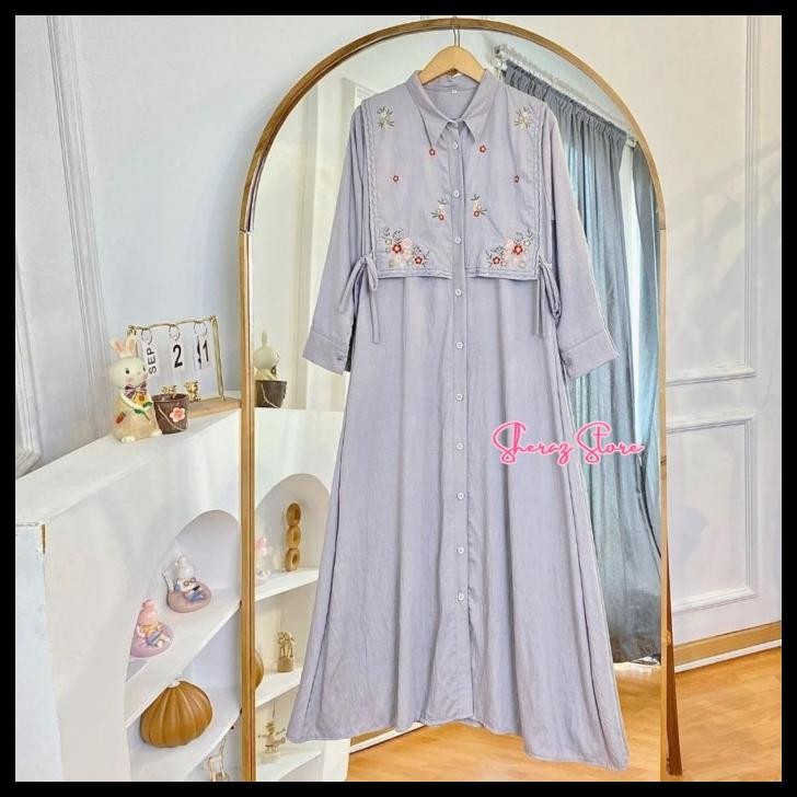 terbaru rika gamis dress bordir wanita remaja terbaru jumbo ld 140 130 120 110 104 98 92 bahan polo 