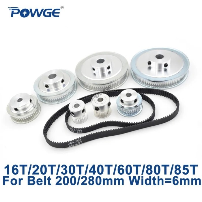 GT2 2GT Synchronous Pulley Belt Set 16T:60T 20T:60T 30T:60T 40T:60T