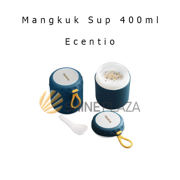 

MANGKOK SUP PORTABLE BPA FREE ECENTIO 400ML - CANGKIR PANCI SOP ANTI TUMPAH FREE SENDOK