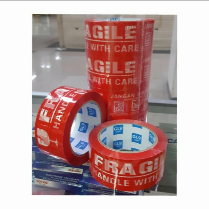 

LAKBAN / PLAKBAN / OPP TAPE FRAGILE GLO TAPE MERAH 2 INCH X 90 YARD