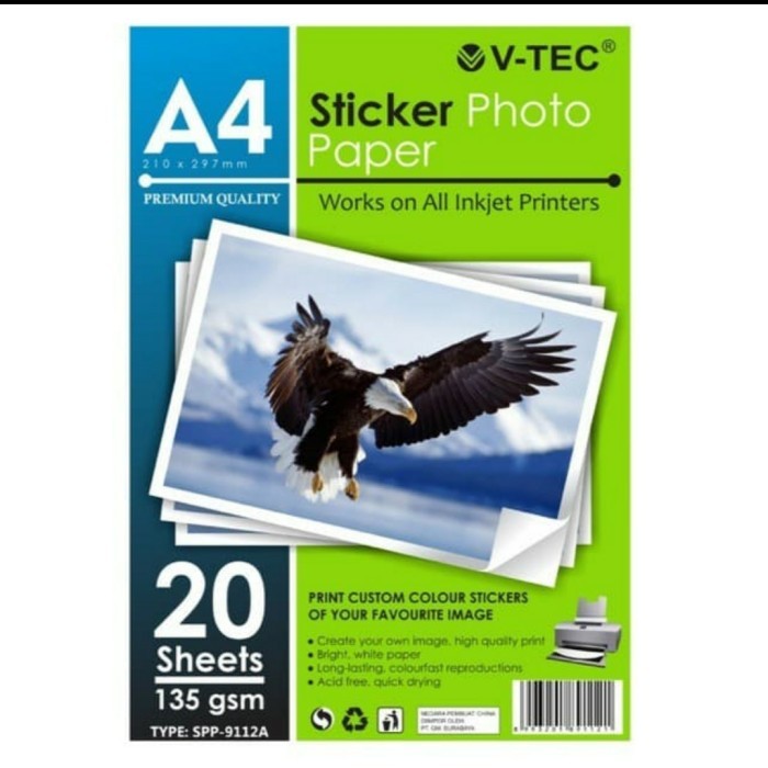 

STICKER PHOTO PAPER V-TEC A4 135 GR SPP-9112A