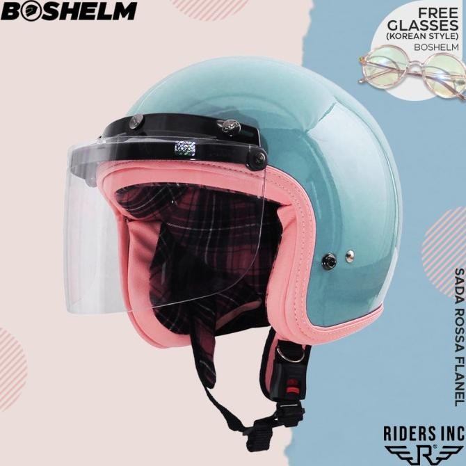 Helm Retro Bogo Sada Rosa Hijau Tosca Helm Retro Wanita Helm Sni Original