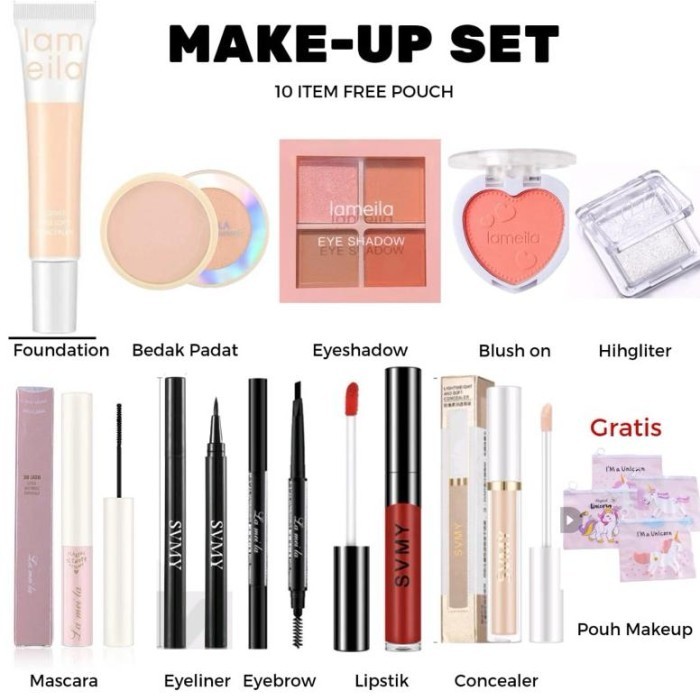 SPECIAL Paket Set Makeup isi 12 Lengkap FREE Tas Kosmetik/Paket set makeup dan