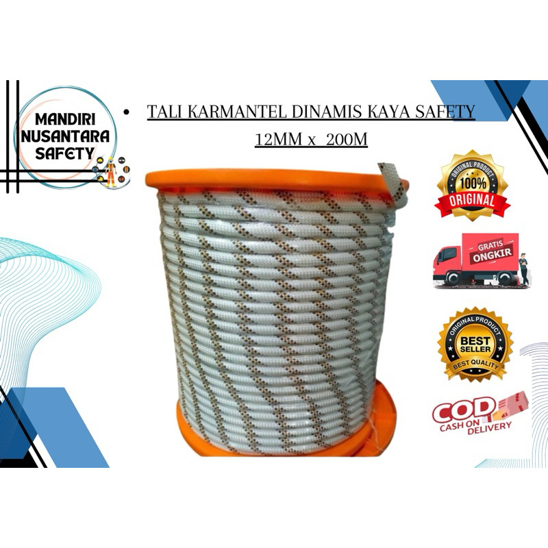 TALI KARMANTEL DINAMIS KAYA SAFETY 12MM x 200Meter/ Tali Karmantel Dinamis/ Tali Safety Climbing