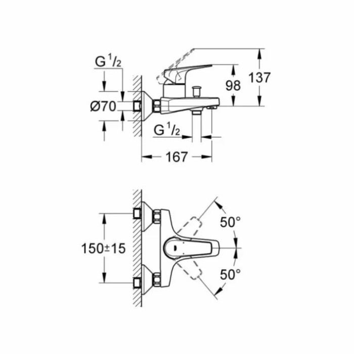 Kran Bathtub Grohe Bouflow Keran Shower Panas Dingin