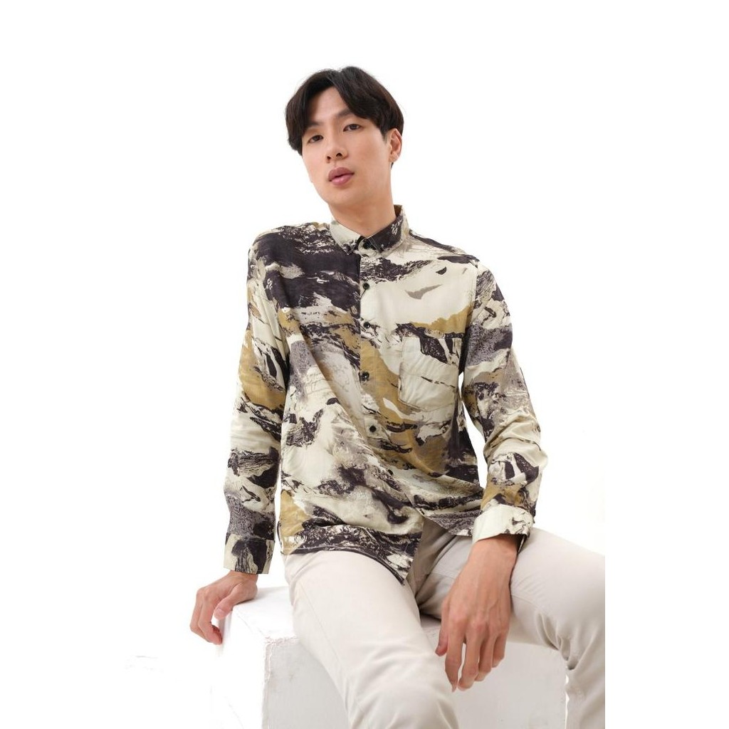 Kemeja Pantai Pria Baju Hawai Lengan Panjang Motif Printing Tie Dye Terlaris