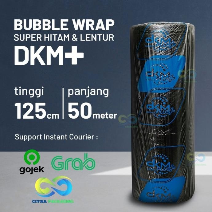 

PLASTIK BUBBLE WRAP ROLL HITAM PREMIUM 125 CM X 50 M - DKM BLACK