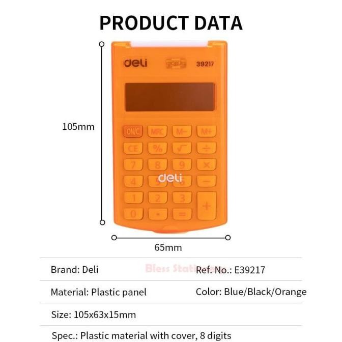 

Up15 Deli - Pocket Calculator 8-digit with cover (E39217) Murah