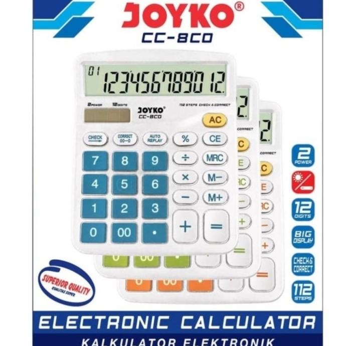 

y-76 Kalkulator JOYKO CC-8CO CHECK CORRECT / Calculator CC8CO 12Digit Warna Terlaris