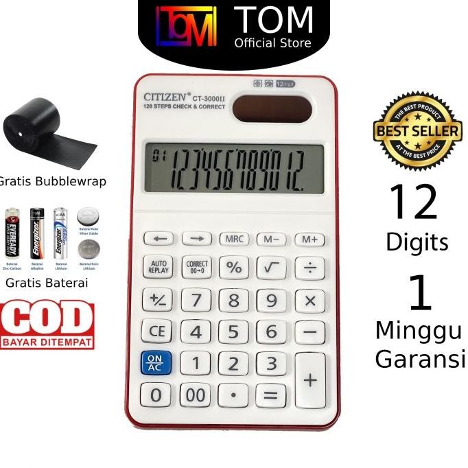 

VE29 Kalkulator Citizen CT 3000 ii 12 Digit - Calculator Check Dual Two 2 P Premium