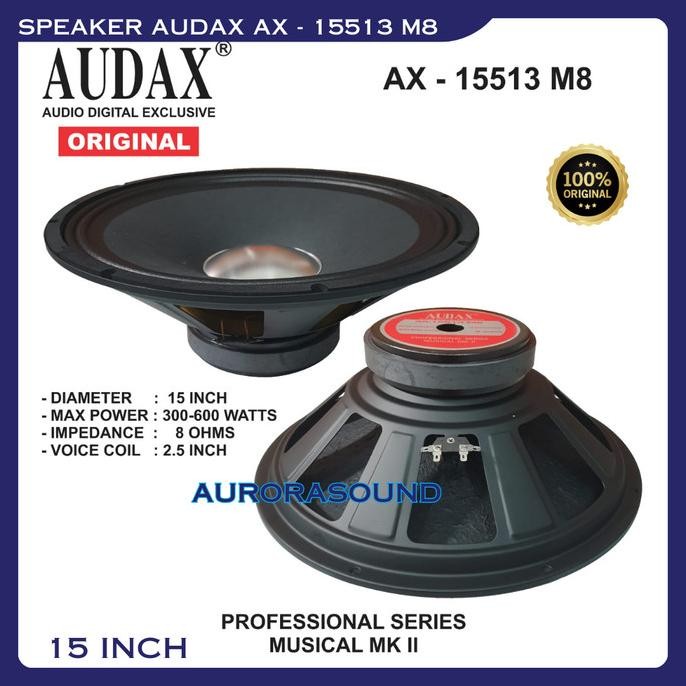 SPEAKER AUDAX AX 15513 M8 FULL RANGE SPEAKER 15 INCH 300-600 WATT AUDAX ORIGINAL 2807T