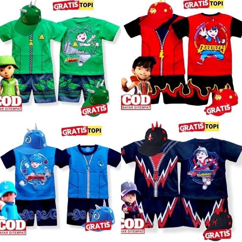 murah SETELAN ANAK BOBOIBOY HALILINTAR/GEMPA/API/SOLAR/DAUN/BAJU ANAK BOBOIBOY LAKI LAKI/KOSTUM ANAK