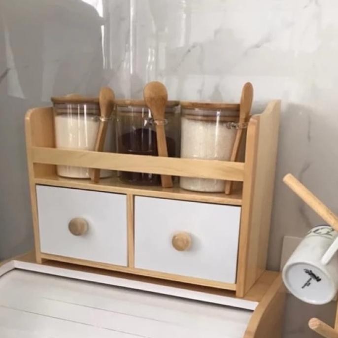 Rak tempat bumbu dapur / rak toples gula teh kopi / rak makeup kosmeti KS