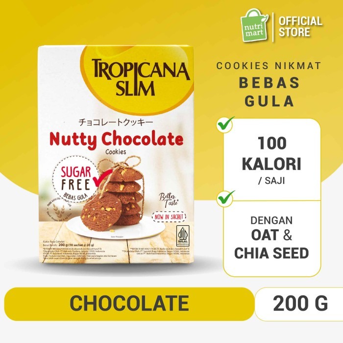 

BERGARANSI Tropicana Slim Nutty Chocolate Cookies 200gr - Snack Bebas Gula