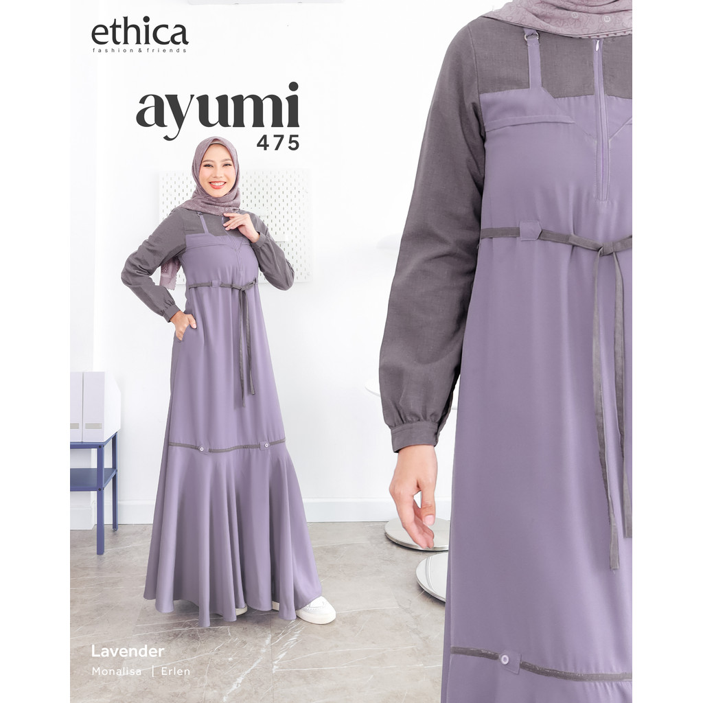 Gamis Ethica AYUMI 475 | Model Baju Gamis Terbaru Lebaran 2025 | Dress Lebaran 2025