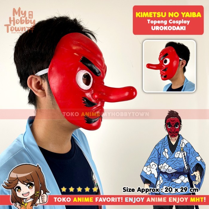 Topeng Anime Cosplay Demon Slayer Kimetsu No Yaiba Urokodaki Tengu
