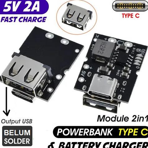 ------] Modul Power Bank USB Type-C Fast Charger Step up Baterai 18650 BB-64F