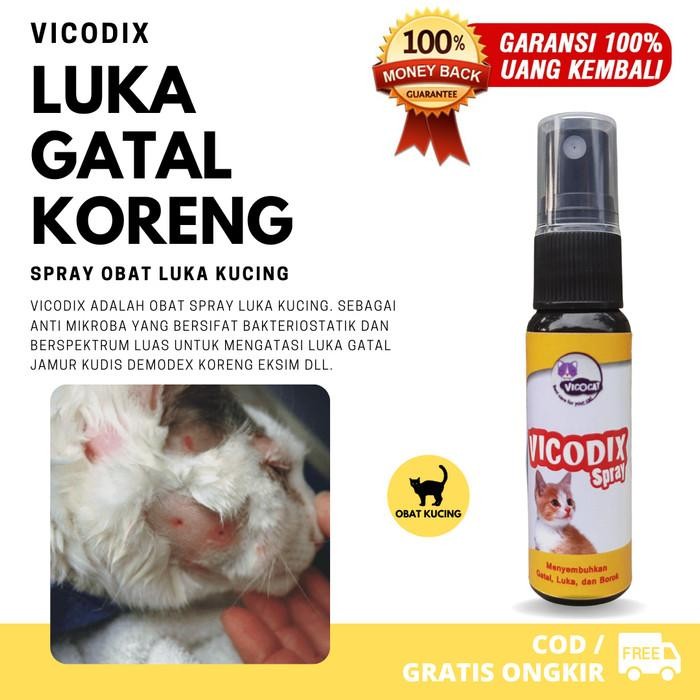 Obat Luka Kucing Gatal Eksim Koreng Borok Vicodix Spray Jamur