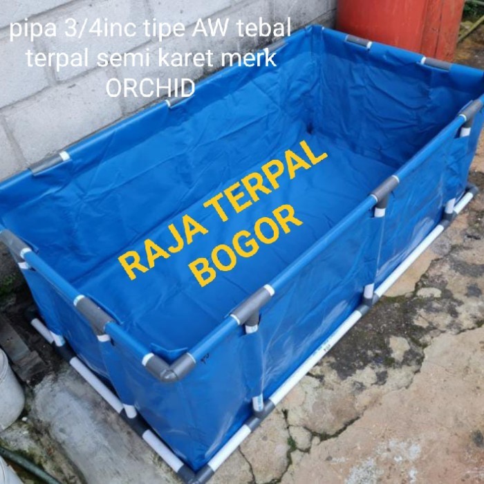 Kolam Terpal Slot Pipa Fullset 150X80X40 Pvc Orchid Ready