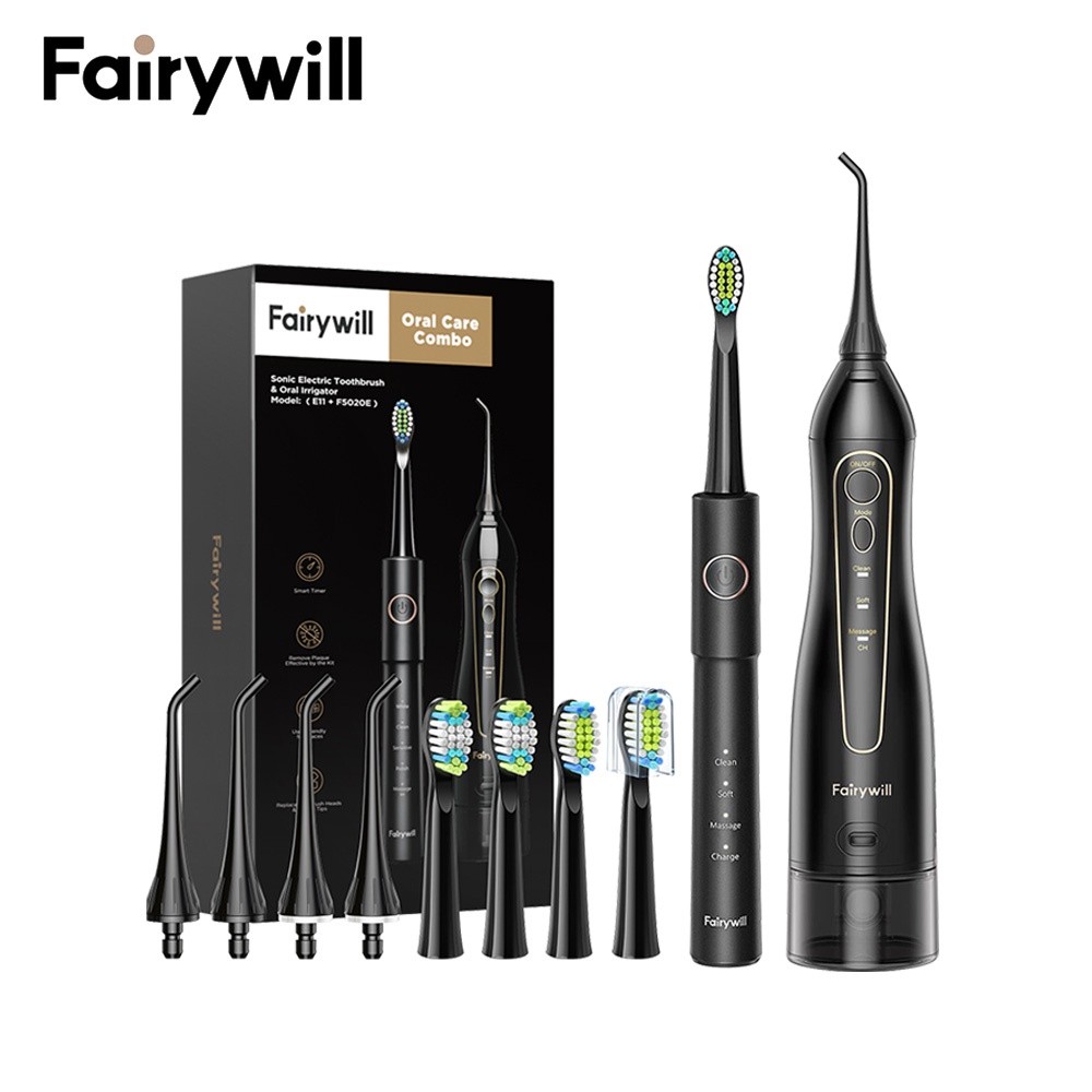 

Fairywill E11 5020E Set Pembersih Gigi Kombo Flosser Air dan Sikat Gigi |DE49845F|
