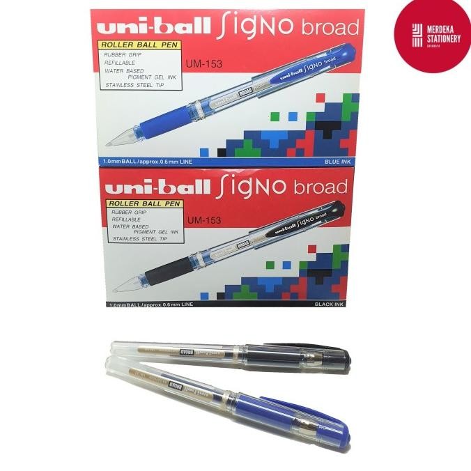 

NEW (ISI 12)Pulpen/Bolpen/Ballpen Roller Uni-ball Signo Broad UM-153 1.0