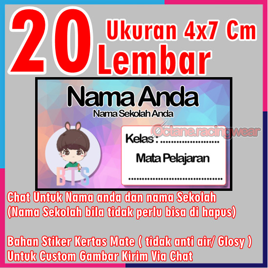 

Stiker Label Buku Mata pelajaran sekolah Sd Nama Sticker 20 Lembar mini banyak Murah Custom anak Sd cewe cowo Karakter Cars Vol 18