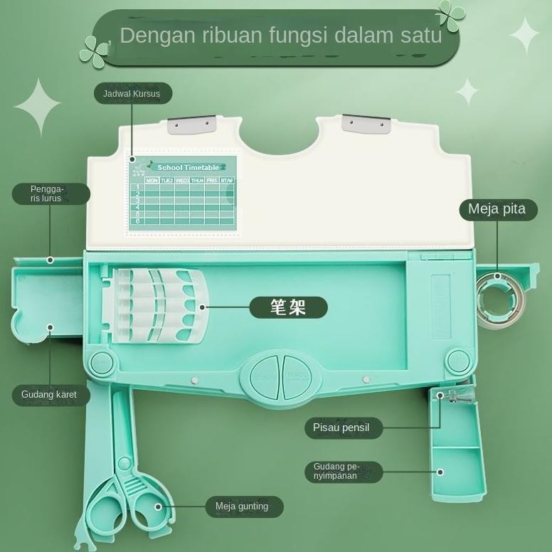 

New Arival Tempat pensil anak Kotak Pensil multifungsi kelas atas free Gunting Penggaris Rol Penghapus dan Lakban Terlaris
