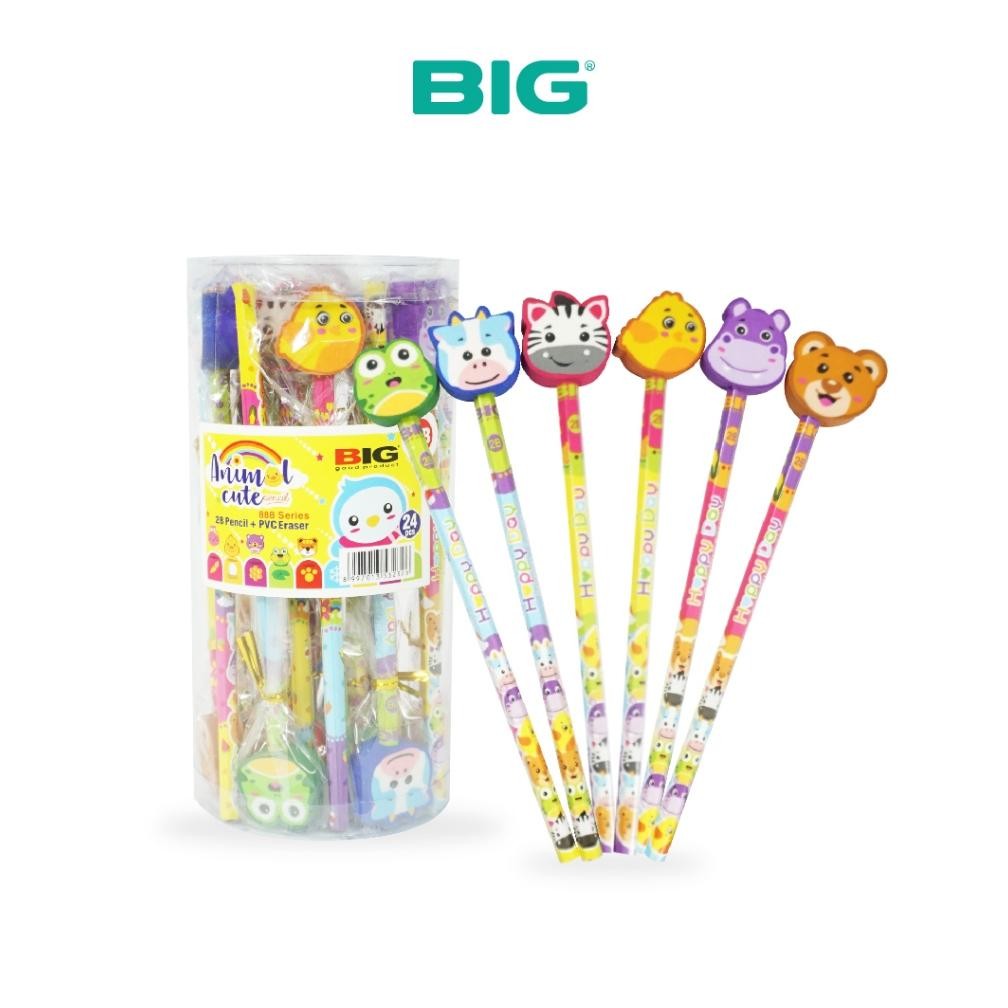 

io-98 24 Pcs BIG Pensil 2B & Penghapus Hewan Lucu Graphite Pencil PS-888 Sale