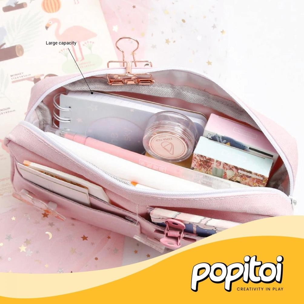 

fth-56 Korean Canvas Large Capacity Pencil Case Kotak Pensil Kanvas Besar Warna Warni Terlaris