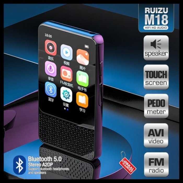 Mp4 / Mp3 Bluetooth Ruizu M18 Music Player 16Gb Touch Screen Hifi