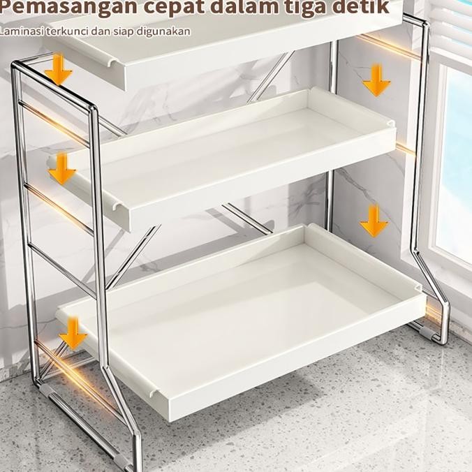 Rak Bumbu Dapur Minyak Saus Garam Cuka Sumpit dan Sendok Bumbu Multi-lapis Rak Penyimpanan Meja Rak 