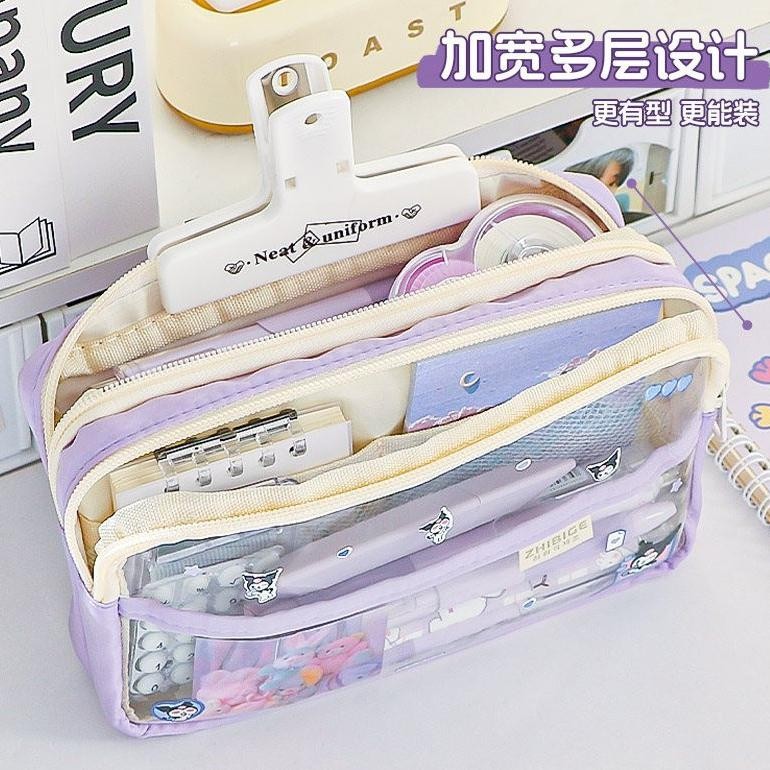 

ad-77 kotak pensil transparan aesthetic pencil case large tempat pensil pen pouch lucu stationery organizer Original