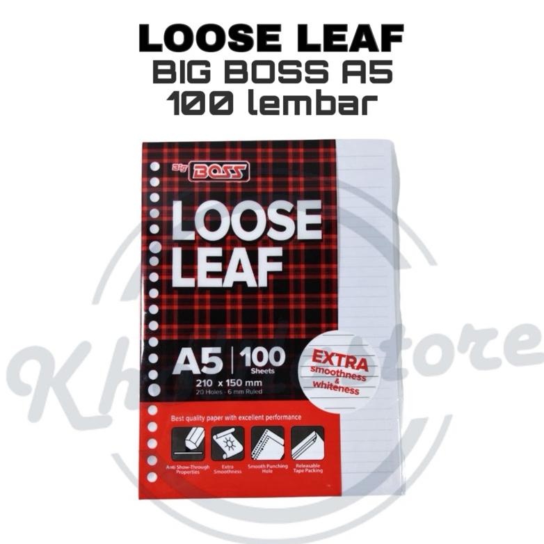 

Loose Leaf Big Boss A5 Bergaris 20 Holes isi 100 lembar LARIS