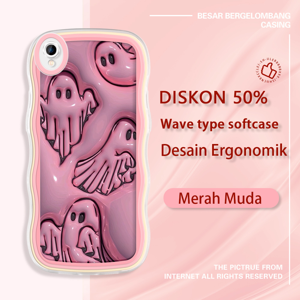 jinsouwe OPPO A37 A38 A37F A53 2020 A52 A54 2021 A55 A57 2022 A59  Casing Handphone  Hantu Pink 3D  