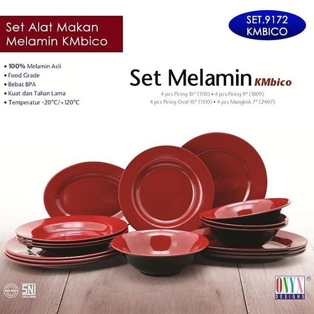 $$$$] Piring Set Onyx 2 Warna Piring Melamin Set Onix Piring Onyx Bico
