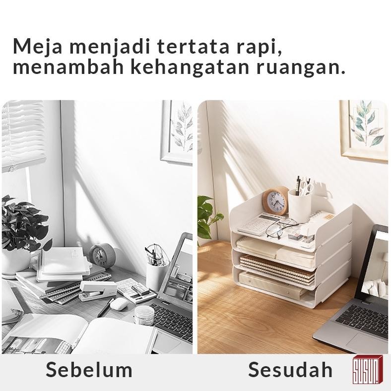 

VIRAL Susun Tray File Dokumen Susun / Rak Kertas Organizer Document Paper Meja Kantor Putih Transparant an-6