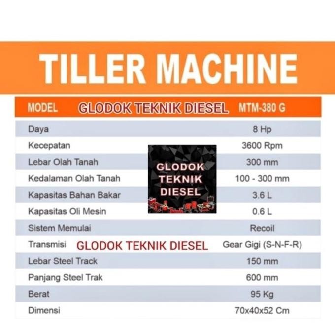 Mesin Traktor Dangir Jagung Matsumoto Mtm-380G Tiller Bajak Sawah Mtm 380 G