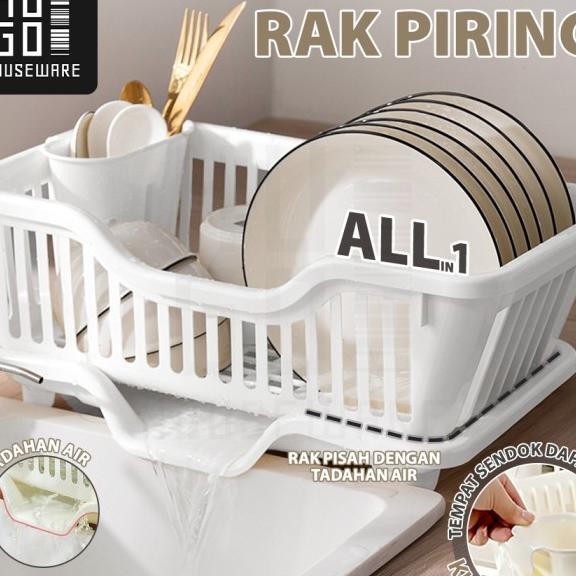 Hugo Tempat Rak Gering Piring Mangkok Plastik Rak Cuci Piring Dapur