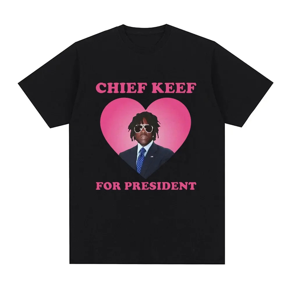 Rapper Chief Keef untuk Kaos Presiden Kaus Katun Pria Pakaian Tren Pria Harajuku