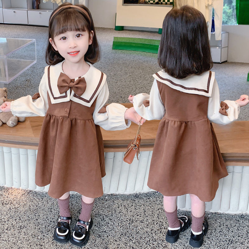 Girls' Long Sleeve Preppy Style Dress