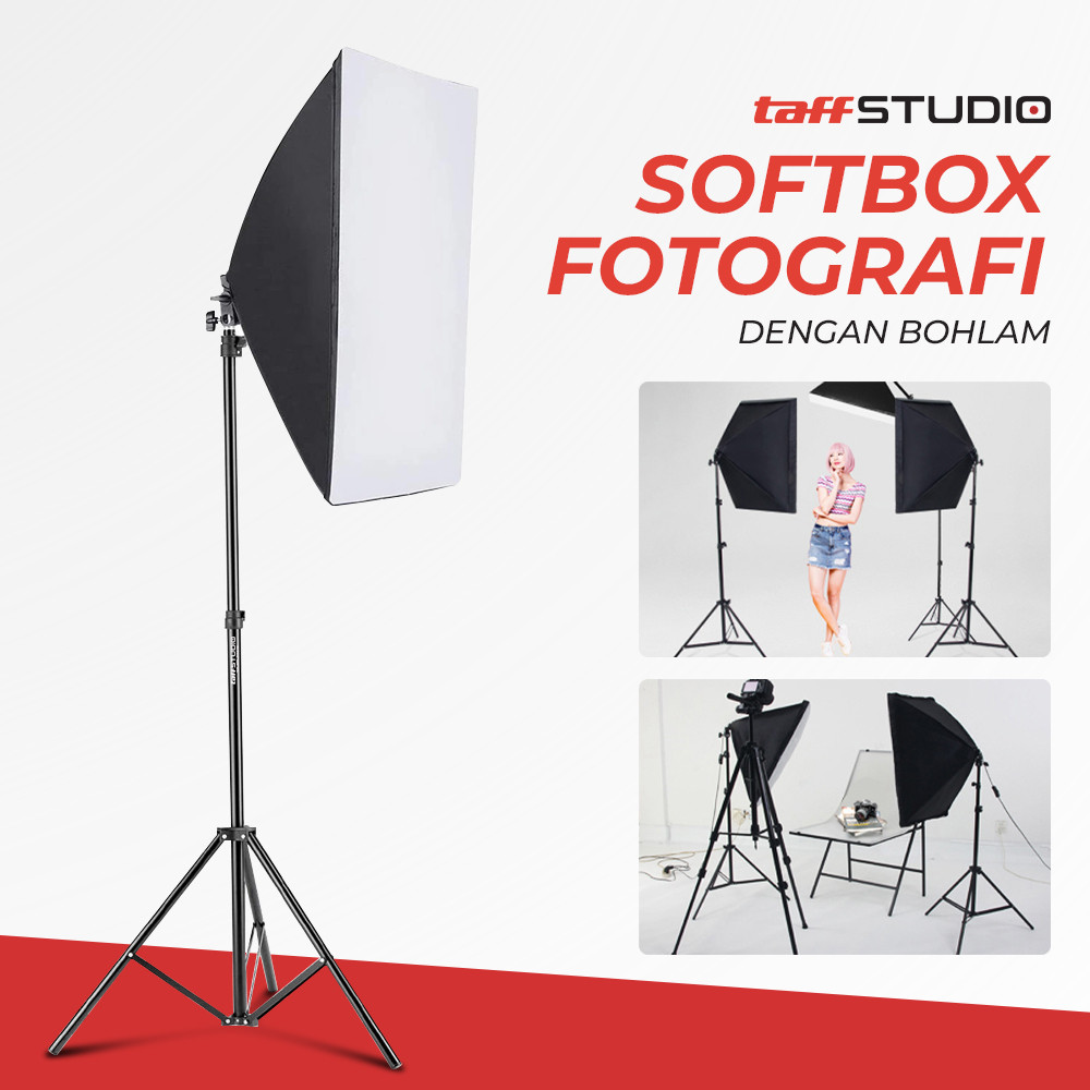 Softbox + Lampu Bolham Led Payung Lighting Studio Foto Reflektor Fotografi