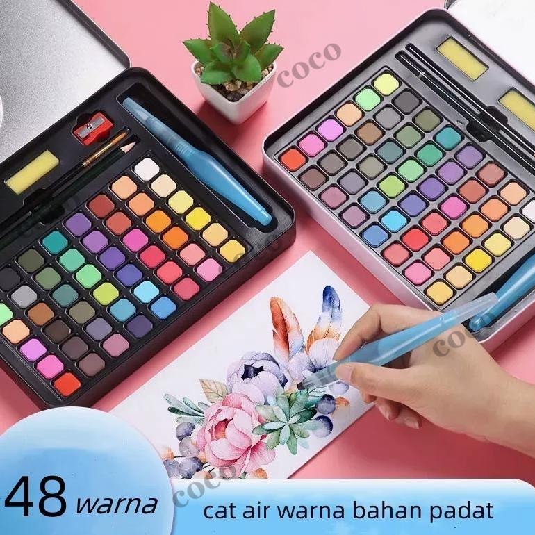 

CQ37 CODcat air watercolor set - 36/48 warna water color alat cat air lukis set (termasuk kuas dan kertas gambar) Sale