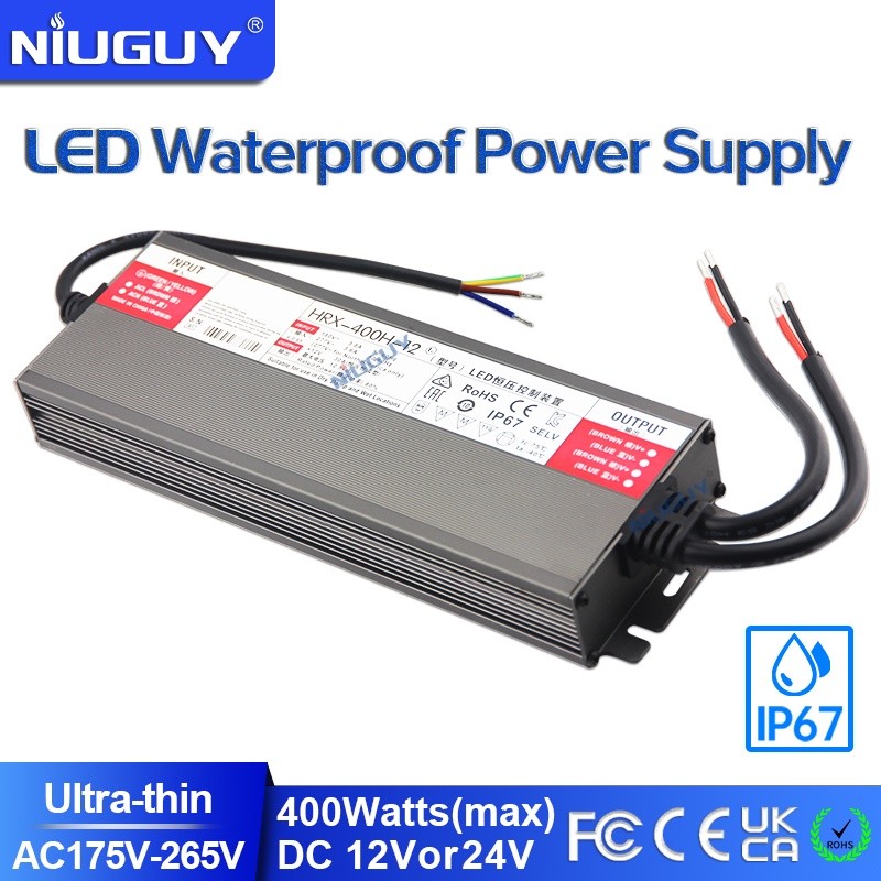 Catu Daya LED Tahan Air 400Watt-IP67 400W Transformator AC175V-240V Ke DC12V/DC24V Strip LED Lampu L