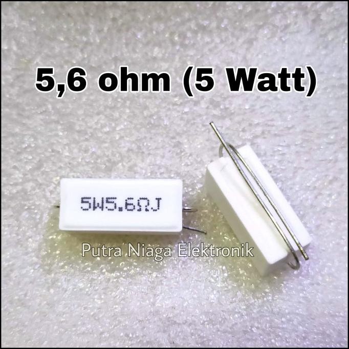 Resistor 5,6 ohm 5 watt 5R6 5W keramik / kapur / cemen 5.6ohm 5watt putr4n Murah