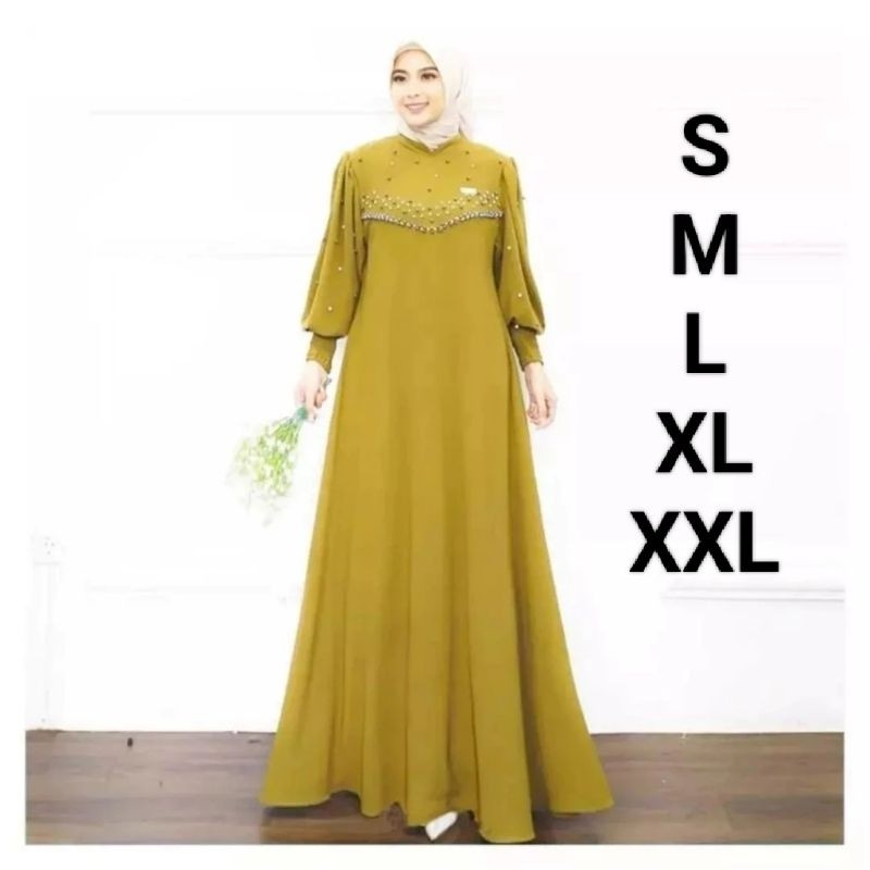 Gamis Dress Lebaran Ghamus Dreis Wanita Gmus Perempuan Elegan Dres Pesta Dress Kondangan Drees Kekin