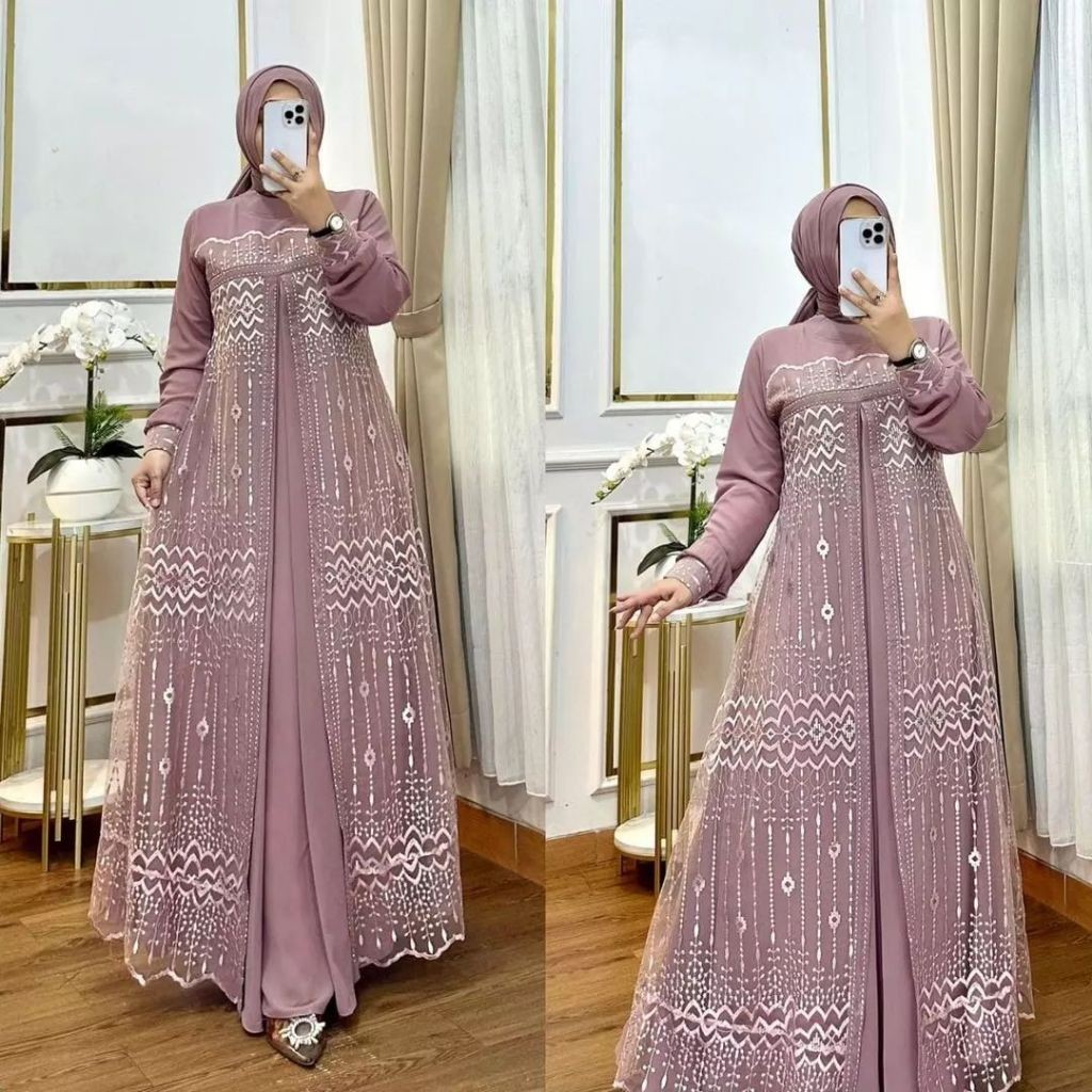Gamis Baju Dewasa Dres Muslim Terbaru 2024 Dress Kondangan Gams Mewah Mididres Perempuan Kekinian Ma