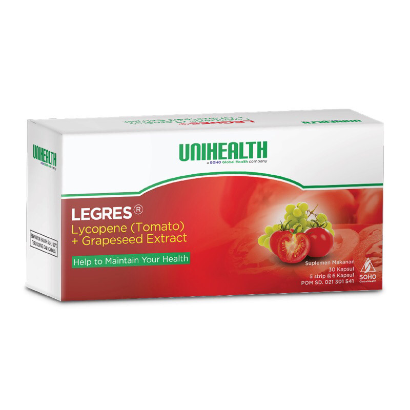 Legres Lycopene Grapeseed Extract Suplemen Antioksidan 30 Kapsul Unihealth SOHO Global Obat Prostat 