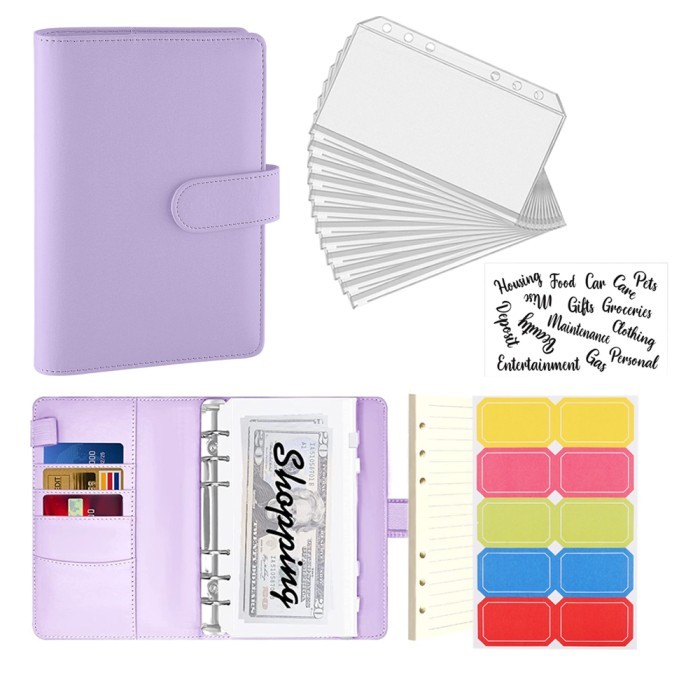 

Amberela A6 Binder Buku Catatan Dengan 10Pcs Kantong Penyimpanan Uang Tunai