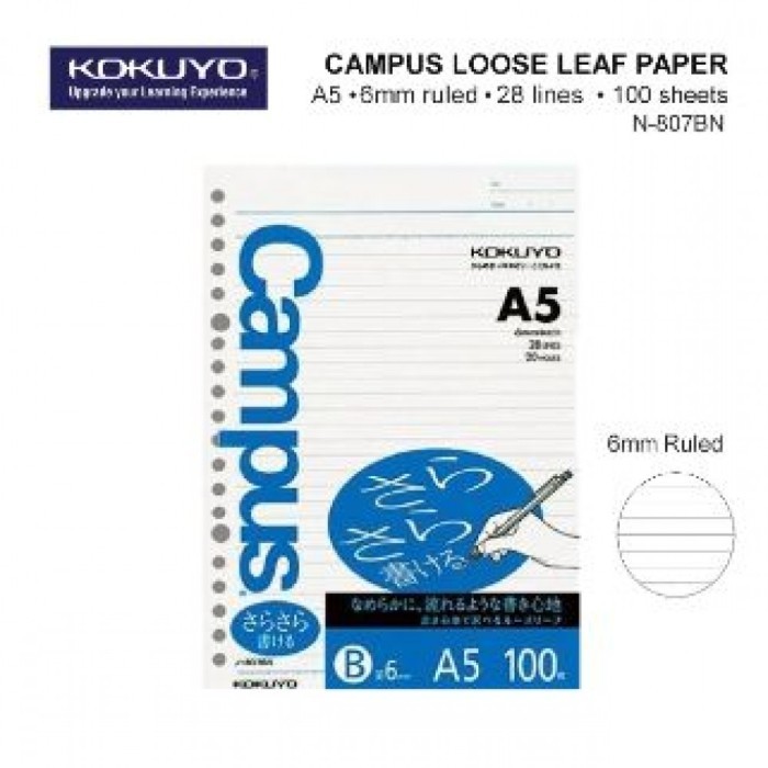 

Amberela - Kertas Binder Loose Leaf Kokuyo A5 ( 20 Holes ) Garis Kolom 6Mm 807Bn Isi 100'S All